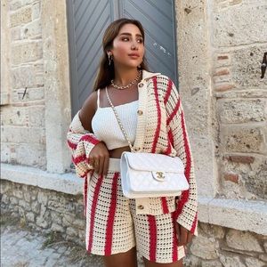 Matching Set - Zara Openwork Knit Jacket Shorts